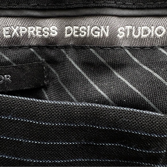 Express Editor Pinstripe Trousers Size 4 Office Siren Medium Rise Straight Leg - Picture 13 of 15